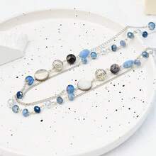 Noessla Layered Long Necklaces For Women Crystal Beaded Statement Necklace Sweater Silver Chain With Gifts Box Jewelry{Inchcolor_nameinch:InchBlueinch} - 藍色 - 查看 9
