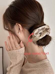 Custom Name Silk Scrunchies, Custom Hair Scrunchies, Personalized Bride Scrunchie, Personalized Maid Of Honor Scrunchie, Personalized Hair Tie, Bridesmaid Gift Custom Hair Ties Custom Name Satin Scrunchies Personalized Hair Soft Satin Scrunchie Gift For Bridesmaid Wedding Gift, Anniversary Gift, Valentine Gift - Multicolor - View 17