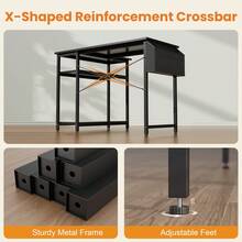 L Shaped Computer Desk With Storage Bag And 2 Adjustable Shelves,110cm Space-Saving Corner Desk With Headphone Hook, Reversible Home Office Table With Storage For Small Spaces, Study, And Remote Work - Black - View 4