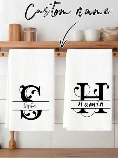 Custom Name Kitchen Towels, Personalized Hand Towels, Kitchen Decorative Dish Towels, Absorbent Cloth Tea Towels, Suitable For Kitchen Cloths, Kitchen And Dining Room Cleaning, Home Decoration, Bathroom Towels, Home Gifts