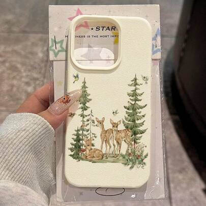 1pc TPU Material Mori Style Deer, Pine Tree, Bird Pattern Phone Case Compatible With IPhone 17 Pro Max/17/16 Pro Max/15/13/12/11, Galaxy S20 FE/A15/S24/A55, Note 11/12/13 Pro, Full Coverage Anti-Drop Soft Protective Cover