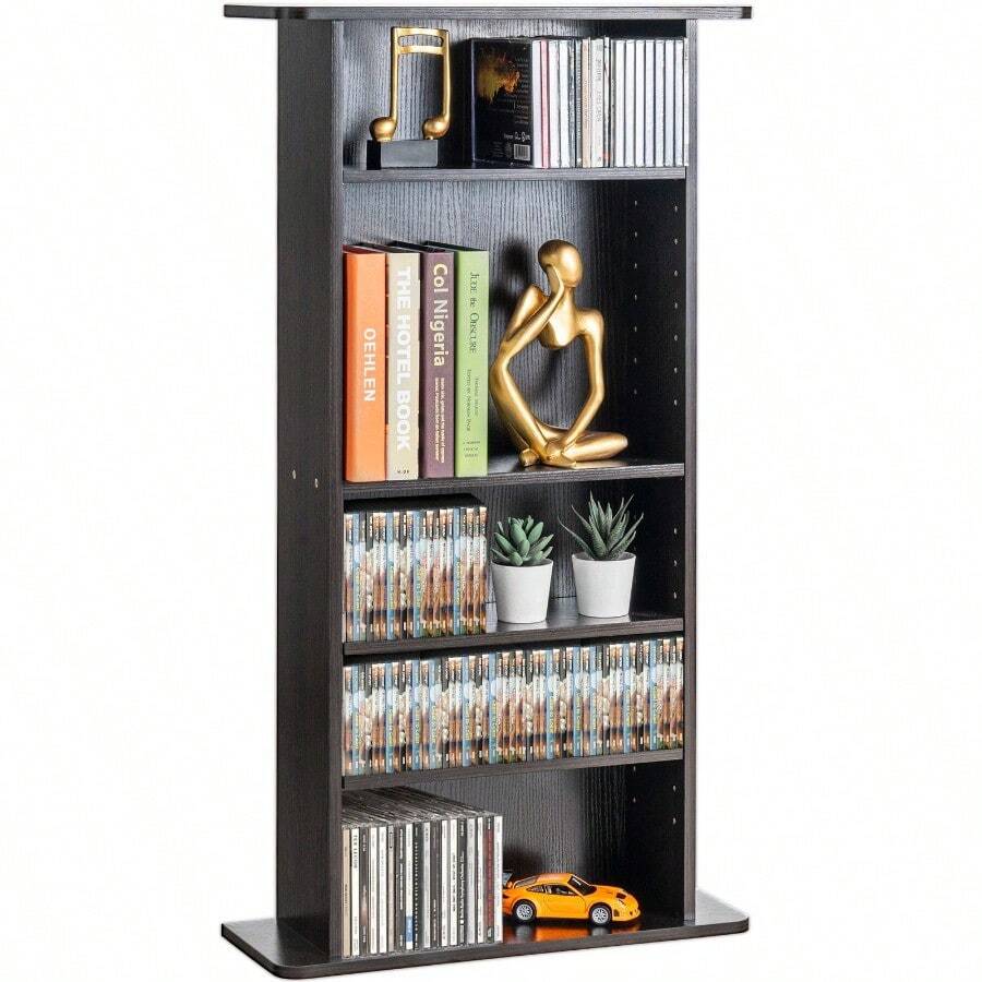 Uimoso Media Storage Cabinet 5 Layers Adjustable DVD Shelves 240 CDs Espresso - màu đen - Xem 1