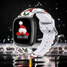 Compatible con la correa del reloj Fitbit Versa 3, Versa 4, Sense, Sense 2, Correa de repuesto de silicona con patrón navideño {color_name: Feliz Navidad Gnomo 1, size_name: Para Versa4/Versa3/Sense2/Sense - Feliz Navidad Gno 1me - Ver 3