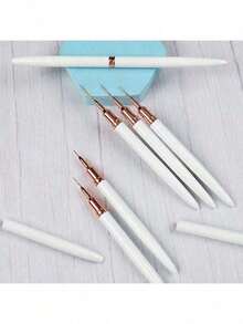 5pcs French Manicure Stripe Nail Art Painting Brush Set, UV Gel Nail Liner Brushes Kit - trắng - Xem 7