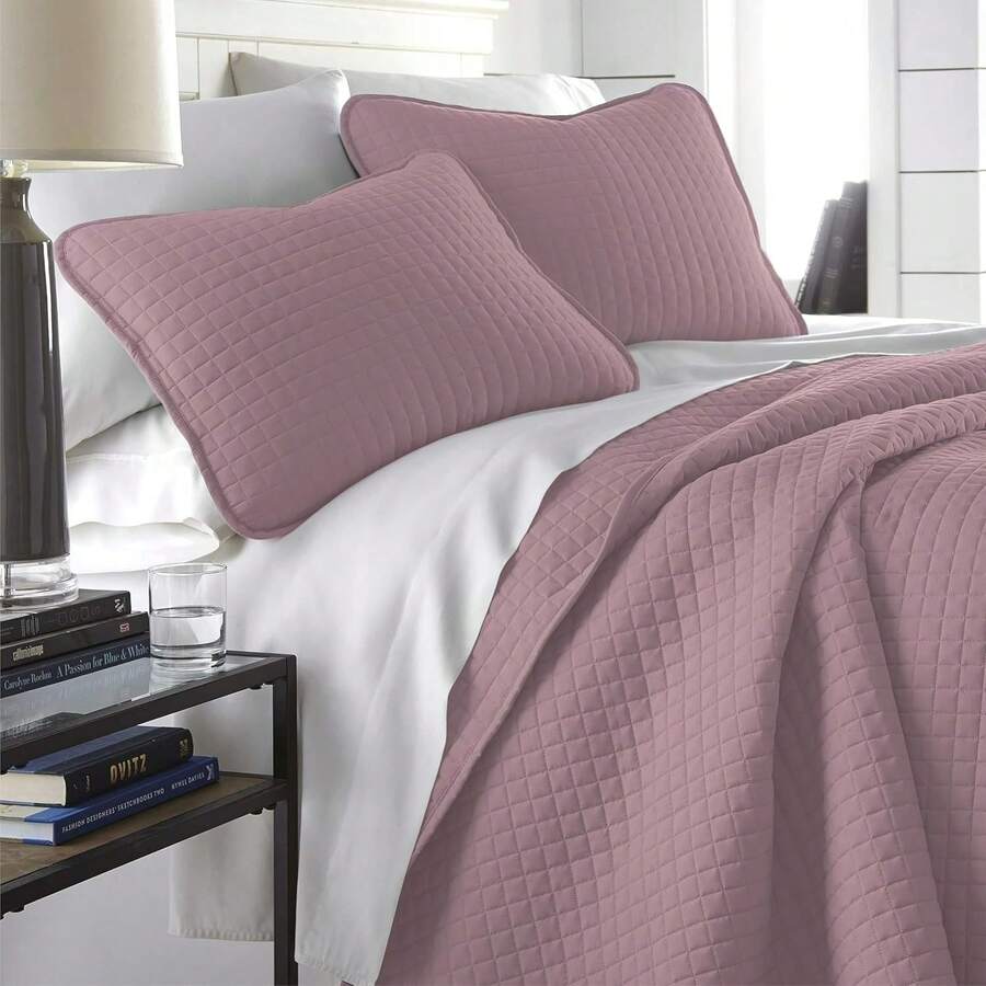Full/Queen Quilt Bedding Set, Microfiber Quilts Queen Size, Coverlet, Stain & Pet Hair Resistant Bedding, Full Size Bedspread With 2 Pillow Shams, Bone, 2025 - 12 - Lavender - 查看 1