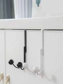 Percha para colgar sobre la puerta, montaje en pared con doble gancho, organizador multifuncional sin necesidad de taladrar, colgador de puerta para colgar ropa, organizador para dormitorio, sala de estar, dormitorio, baño, decoración de otoño, artículos esenciales para el hogar, vuelta al colegio - Multicolor - Ver 7