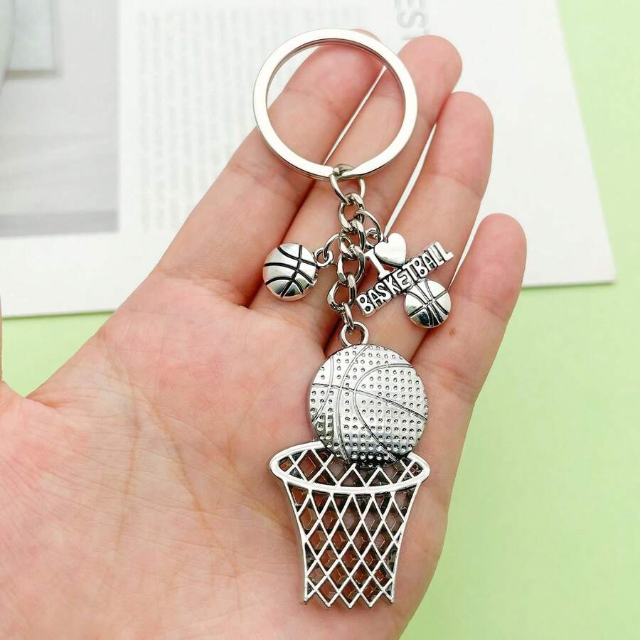 Basketball Hoop Keychain Sports Ball Pendant Key Ring Bag Mini Cute Gifts For Men Boys Girls Son Daughter Teams - Multicolor - View 1