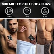 Hatteker 1pc 2in1 Male Electric Rechargeable Beard Trimmer LED Display Ceramic Blade Body Trimmer Grooming Kit