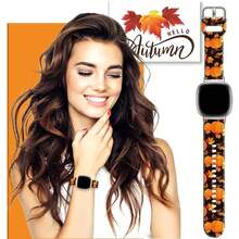 Compatible With Watch Band Fitbit Versa 3, Versa 4, Sense, Sense 2, Holiday Pattern Silicone Replacement Strap{Inchcolor_nameinch:InchAutumnColorBlackPumpkininch,Inchsize_nameinch:InchForVersa4/Versa3/Sense2/Senseinch} - AutumnColorBlackPumpkin - View 5