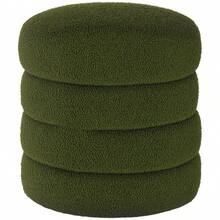 HOMCOM Round Plush Stool, Up To 120kg, Φ40x45H, Green. On Site - 1 - View 6