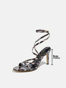 Women's Pointed Toe Metallic Strap Stiletto High Heel Sandals, Sexy Fashion Party Pumps, Pink,Spring Summer Outfits - Pink - View 4
