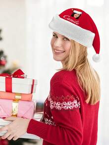 1pc Customized Santa Claus Hat, Customized Christmas Hat, Create Your Own Christmas Hat, Holiday Celebration - Polyester Material, Christmas, Halloween, Thanksgiving, New Year Holiday Design - Multicolor - View 11