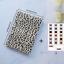 1PC A5/A6 Leopard Print Cloth Book Cover, Planner Case Cover Protective Shell Journal Cover Protector Office Stationery Supplies, Give Away 1 Sheet Fabric Index Stickers