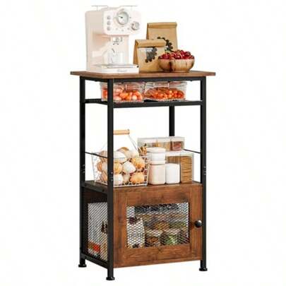 Coffee Bar Station 3Tier Small Coffee Stand Station With Storage Coffee Bar Cabinet Rustic Wood Coffee Bar Station Coffee Table For Living Room Entryway Kitchen And Small Space