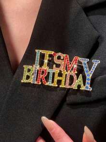 1 Piece Luxury English Letter Birthday And Various Style English Letter Brooch Fashion High-End Suit Lapel Pin Suitable For Women Party/Birthday Gift Accessories Office Accessories Shirt Jacket Jewelry Christmas Halloween - A - View 1