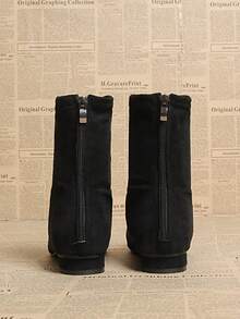 2024年初秋新款方头粗跟时尚高跟踝靴，女款，秋冬款 - 黑色 - 查看 5