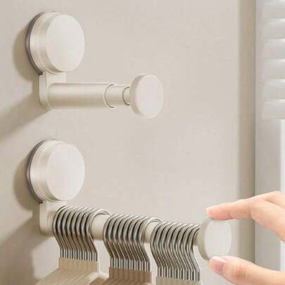Hanger Organizer Stacker, 2 Pack Suction Cup Self-Adhesive Extendable Garment Rack, Space Saving Clothes Hanger Storage Holder For Closet Laundry Room (Grey),24074875