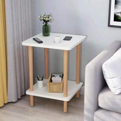 Sofa Side Table2Tier End Table Mini Coffee Table Night Stand Small Table Modern Wooden Side Table Bedside Table For Small Spaces Living Room Bedroom Office SWhite