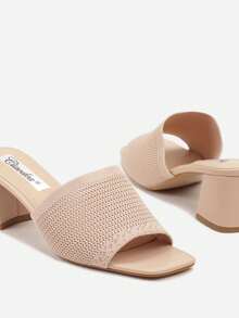 Ciabatte da donna con tacco a blocco all'uncinetto - Sandali estivi casual - Rosa Baby - Visualizzare 6