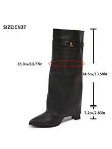 女士时尚靴子，过膝长靴，翻边靴，西部靴，裤靴，及膝靴，性感女靴，吸睛百搭，适合日常穿着，室内外皆宜，派对场合也适用，可搭配裙子、短裤，优雅女士踝靴和短靴，秋冬季必备 - 黑色 - 查看 5