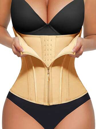 1 Piece Of Women's Short Torso Waist Training Device, Lower Abdominal Fat, Exercise, Waistband Zipper Fastening, Corset With Zipper, Colombian Waist Wrap, Sports Shaping Belt, Abdominal Tightening Belt