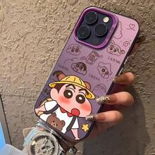 Funda de Teléfono Compatible con Apple 17 Pro,  16 Pro Max, Color Plata, Funda Mate X 13/12/11, Crayon Shin-chan - Negro - Ver 6