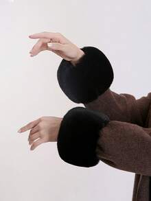 秋冬季外层仿兔毛大毛袖套手套 - 彩色 - 查看 7