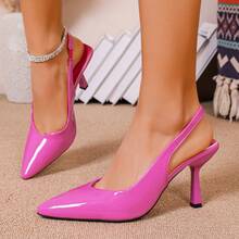 女士小猫跟高跟鞋，尖头漆皮细高跟鞋，红色婚鞋，伴娘鞋，百搭优雅成熟女士踝带凉鞋