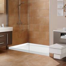 Shower Pan, 60″ L X 30″ W Single Threshold Shower Base, Rectangle Acrylic & PVC Showering Base In White, Slip-Resistant Showering Pan Bases With Drain & Cover For Bathroom, Left Drain Location - 60″ L X 30″ W Left Drain Location - View 9