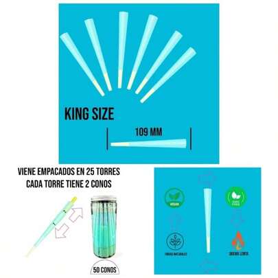 Conos preenrollados 50 piezas Veganos quema Lenta Accesorios para fumar King Size 109 MM Papel para liar MORADO