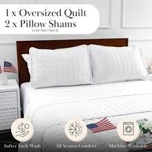 Full/Queen Quilt Bedding Set, Microfiber Quilts Queen Size, Coverlet, Stain & Pet Hair Resistant Bedding, Full Size Bedspread With 2 Pillow Shams, Bone, 2025 - 25 - 白色圓圈針跡 - 查看 2