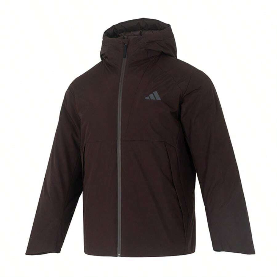 Adidas Áo khoác lông vũ nam TECH DOWN JKT, kiểu dáng tối giản, ấm áp, mềm mại, nhẹ, thích hợp cho thể thao, tập luyện, chất liệu cotton KQ5504 - nâu sẫm - Xem 1