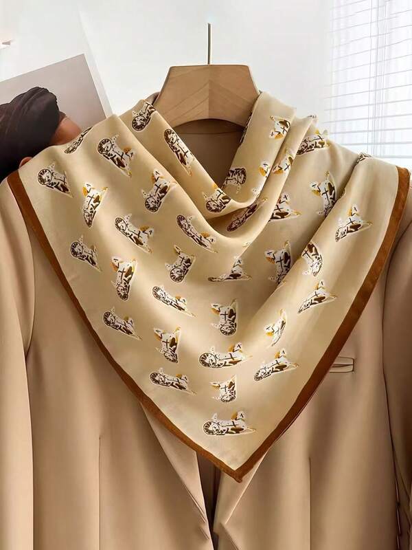 1pc Bandana Style Animal Patchwork Colorblock Scarf/Neckerchief