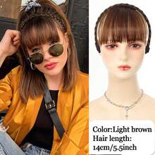 Fake Bangs Hair Neat Fringe Bands With Braids Fringe Headband Bangs Heat Resistant Synthetic Natural Bangs In Hair Extensions Straight Bangs Hairpieces For Women 1pc - Multicolor - View 13
