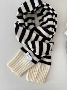 1件装女士时尚百搭撞色条纹袖围巾，舒适保暖，适合日常穿着、购物和派对搭配。 - 彩色 - 查看 14