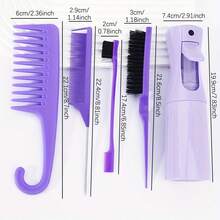5pcs Professional Hairstyling Tool Set, Includes Detangling Brush, Edge Control Comb, Wide-Tooth Comb, Spray Bottle, And Hanging Hook - Suitable For Salon And Curly, Straight, Straightening Hair Care - Frizz-Free - Multicolor - View 4