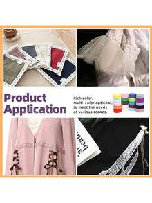 10码DIY织带花边，现代蕾丝饰边，适用于缝制婚礼装饰、发饰制作和礼品包装 - 彩色 - 查看 5