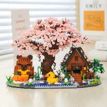 2288pcs Sakura Capybara-San Micro Particle Building Block Set, High Difficulty Assembly Blocks, Sakura Building Blocks Set, Capybara-San Building Blocks Set, Home Decor, Creative Building Block Display, Holiday Gift, Home Decor, Living Room Decor, Desk Decor, Adult Building Blocks Set, Christmas Gift, New Year Gift, Birthday Gift - Sakura Kapibala Hut - View 4