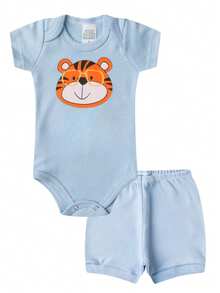 Set Of 3 Sets (6 Pieces) Baby Short-Sleeved Bodysuits And Shorts Assorted – 100% Cotton - 藍色 - 查看 5