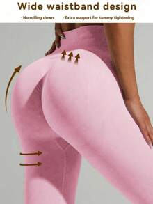 1 قطعة سروال ضيق للنساء بخصر عالي رافع للأرداف وممتص للجسم باللون الأسود الأحادي، دافئ، قابل للتنفس، قماش مطاطي مناسب للجيم والرياضات الخارجية، مثالي للتمارين والجري، وضروري أيضًا لموسم عيد الميلاد