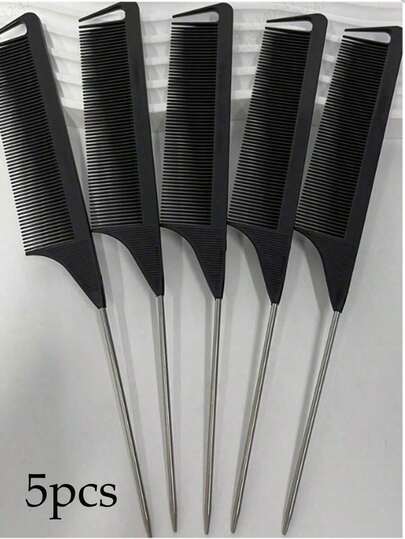 5pcs Hair Coloring Tinting Pointed Tail Comb, Hair Brush, Comb, Hair Tools, Hair Products And Accessories For Barber Salon Beauty Travel Essentials