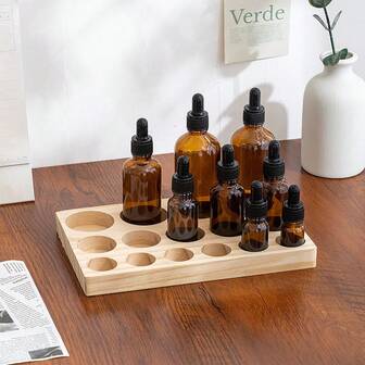 1个天然松木精油瓶展示架 - 轻松整理和展示您的精油