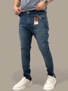 Men's Slim Fit Premium Denim Jeans With Elastane Lycra - 阿祖爾鋼鐵 - 查看 1