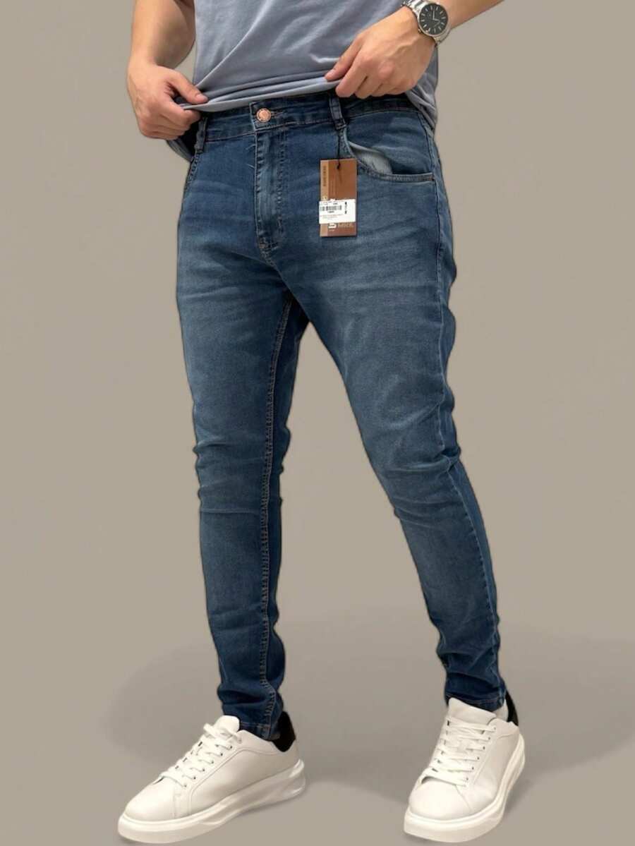 Men's Slim Fit Premium Denim Jeans With Elastane Lycra - 阿祖爾鋼鐵 - 查看 1
