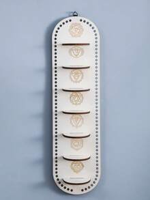 1Pc Wooden Chakra Crystal Display Shelf Wall Hanging Spiritual Boho Home Decor Wood Storage Rack Energy Stone Organizer Meditation Altar Decor Rustic Aesthetic Wall Art Ornament Minimalist Modern Decorative Stand For Living Room Bedroom Meditation Room Entryway Office Apartment