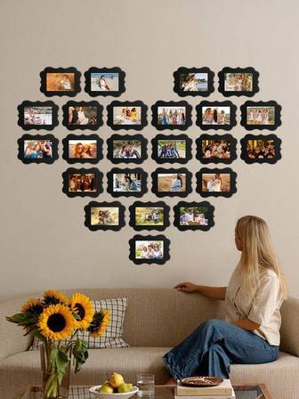 ชุดกรอบรูปกระดาษขนาด 4x6 นิ้ว, กรอบภาพปะติดตกแต่งผนังครอบครัว, ลายดอกไม้, เหมาะสำหรับครอบครัว, สัตว์เลี้ยง, วันหยุด, ภาพถ่ายที่ระลึก, ที่แขวนผนัง