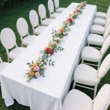 1pc Wedding Long Tablecloth, Family Gathering Tablecloth For Party And Outdoor Events, Square Tablecloth To Protect Tabletop, High-End Living Standard, Suitable For Indoor And Outdoor Use - White - View 10