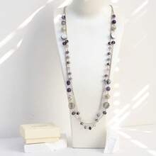 Noessla Layered Long Necklaces For Women Crystal Beaded Statement Necklace Sweater Silver Chain With Gifts Box Jewelry{Inchcolor_nameinch:InchPurpleinch} - 紫色 - 查看 6