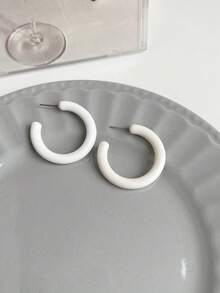 Minimalist Cuff Hoop Earrings - Olive Green - View 16