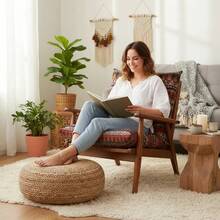 1 pieza Cojín de asiento suave estilo bohemio, cojín para silla de patio, decoración para el hogar, interior y comedor, cojín para silla de cocina y sala de estar, color rojo